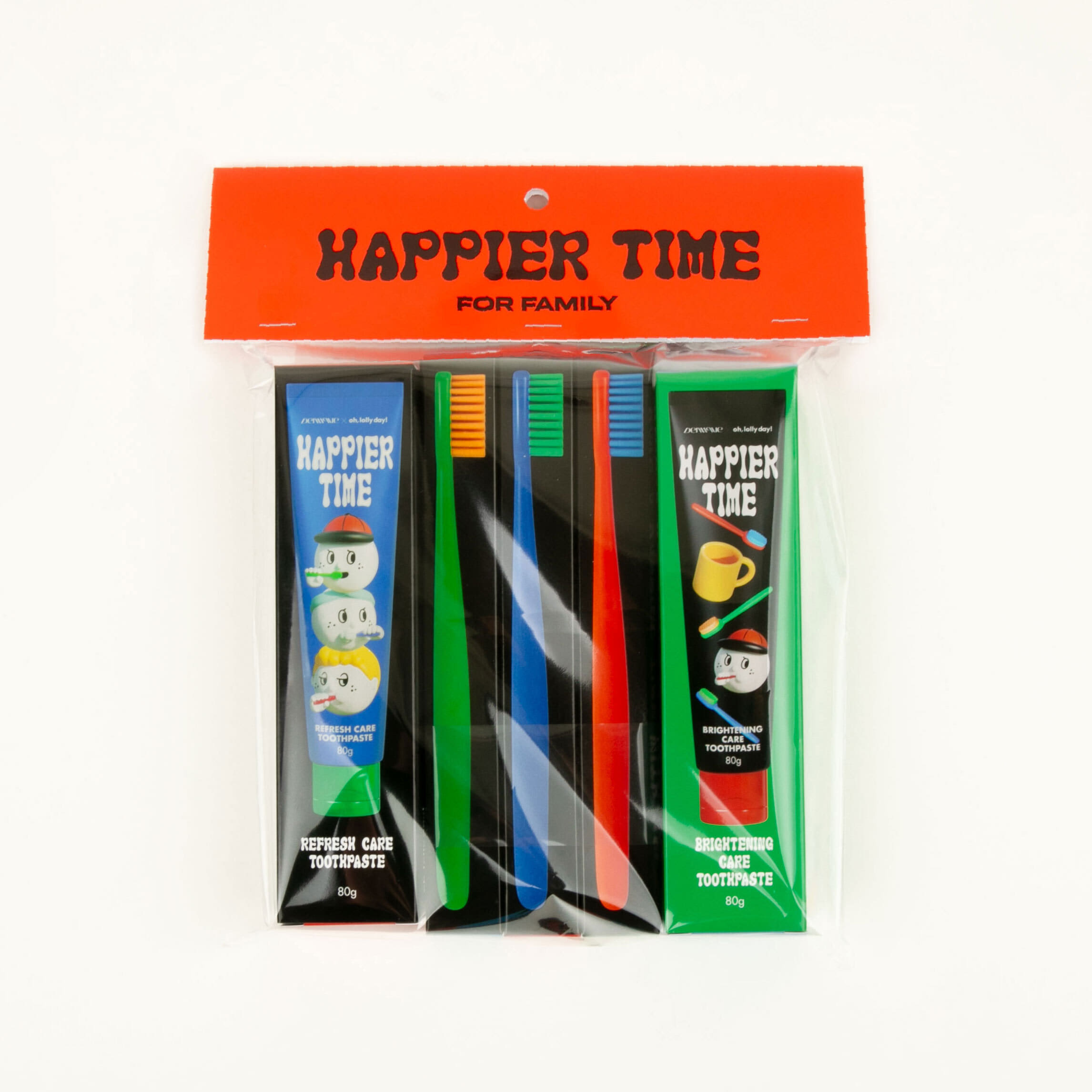 [O,LD! X Dentique] Happier time for family_toothbrush &amp; toothpaste set